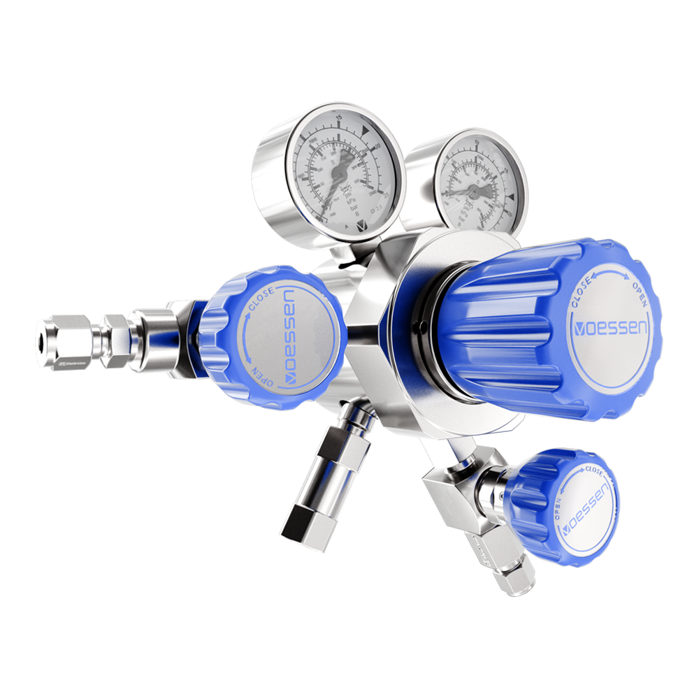 Редуктор VOESSEN CRS61HHPS, из нержавеющей стали, одноступенчатый, избыточного давления, с продувочным вентилем на входе и запорным вентилем на выходе